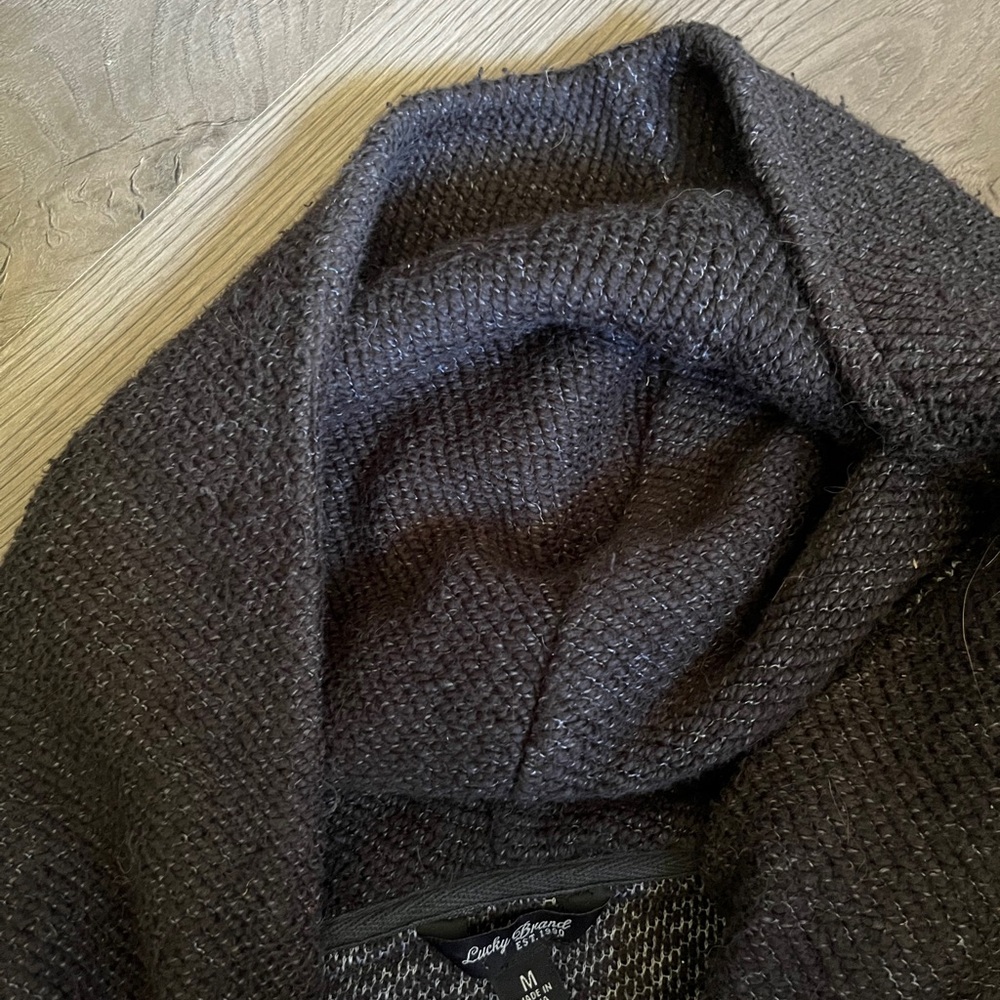 Lucky Brand grey black sweater/hoody ladies M side off centre zipper 2 pockets - Picture 10 of 10
